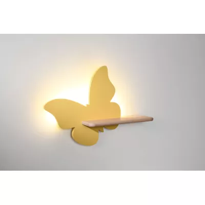 Dětská LED lampička na zeď s poličkou BUTTERFLY - 5W, 4000K (denní bílá), žlutá