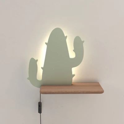 Dětská LED nástěnná lampička do zásuvky CACTUS 2 - 4W, 4000K (denní bílá), zelená