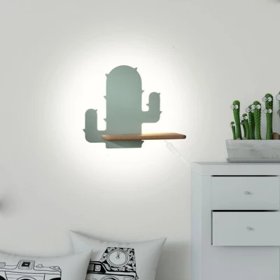 Dětská LED nástěnná lampička do zásuvky CACTUS 1 - 4W, 4000K (denní bílá), zelená
