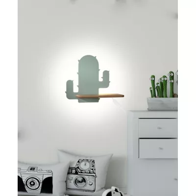 Dětská LED nástěnná lampička do zásuvky CACTUS 1 - 4W, 4000K (denní bílá), zelená