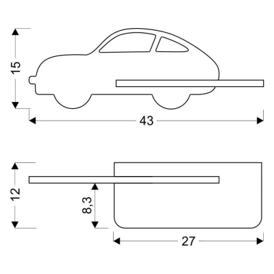 Dětské LED nástěnné svítidlo do zásuvky CAR 1 - 5W, 4000K (denní bílá), mátové