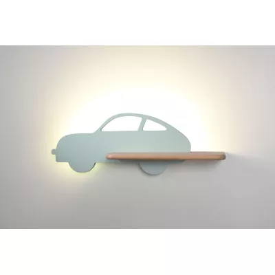 Nástěnné LED světlo s poličkou do dětského pokoje CAR 4 - 5W, 4000K (denní bílá), mátové