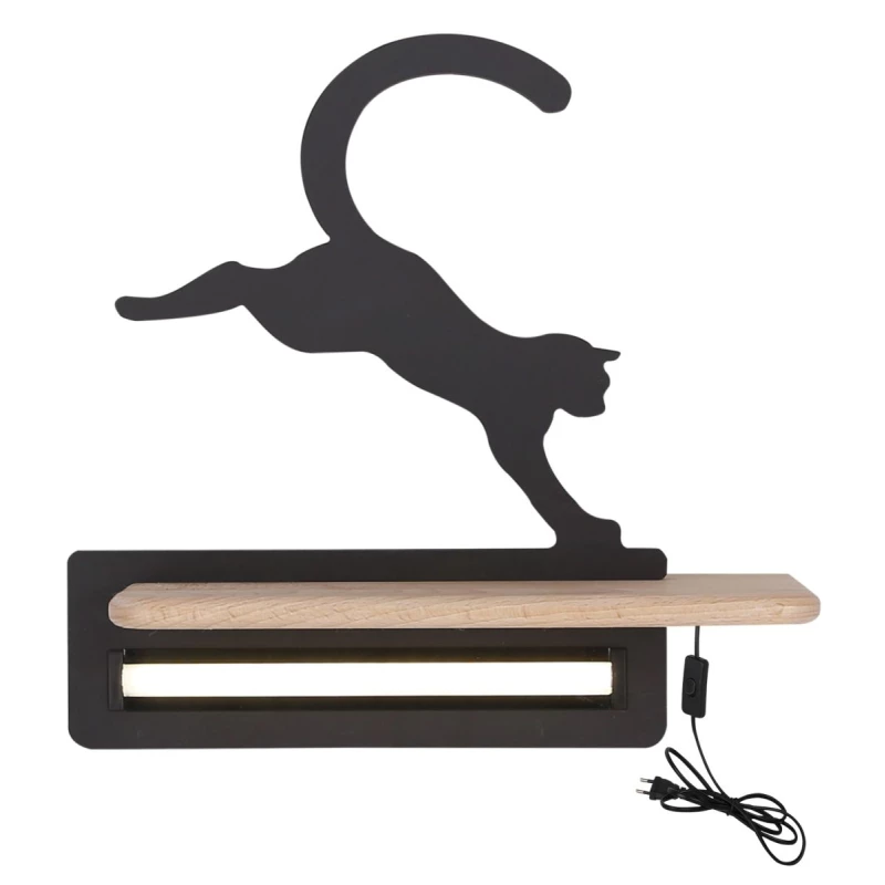 Dětské nástěnné LED svítidlo do zásuvky CAT - 5W, 4000K (denní bílá), černé