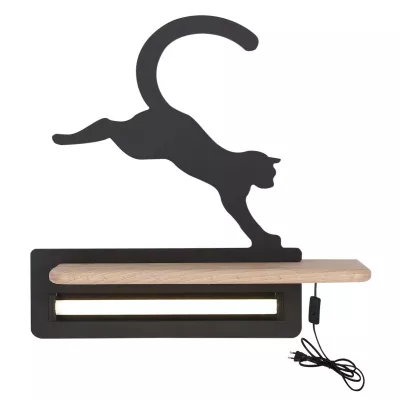 Dětské nástěnné LED svítidlo do zásuvky CAT - 5W, 4000K (denní bílá), černé