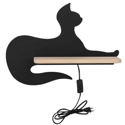 Dětská nástěnné LED světlo do zásuvky CAT - 5W, 4000K (denní bílá), černé