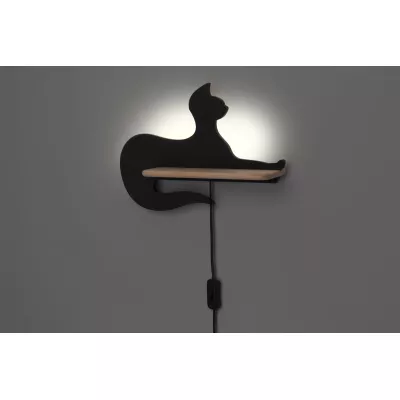 Dětská nástěnné LED světlo do zásuvky CAT - 5W, 4000K (denní bílá), černé