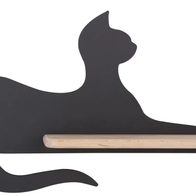 Dětská nástěnná LED lampa s poličkou CAT - 5W, 4000K (denní bílá), černá