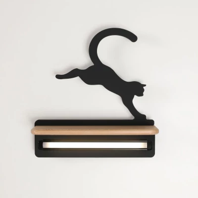 Dětské nástěnné LED světlo s poličkou CAT - 5W, 4000K (denní bílá), černé