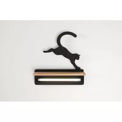 Dětské nástěnné LED světlo s poličkou CAT - 5W, 4000K (denní bílá), černé