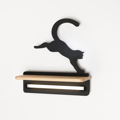 Dětské nástěnné LED světlo s poličkou CAT - 5W, 4000K (denní bílá), černé