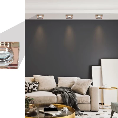 Set 3x zápustné LED stropní světlo CLARKSTON - 3xGU10, 3W, 3000K (teplá bílá), chromované / hnědé