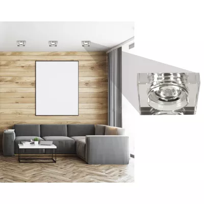 Zápustné stropní osvětlení CLARKSTON - 1xGU5,3, MR16, 50W, chromované / čiré