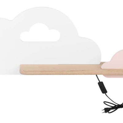 Dětské nástěnné LED světlo do zásuvky CLOUD - 5W, 4000K (denní bílá), bílé / růžové