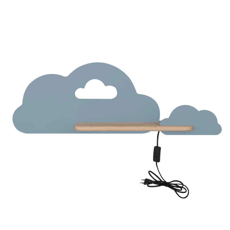 Dětské nástěnné LED světlo do zásuvky CLOUD - 5W, 4000K (denní bílá), modré