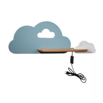 Dětské nástěnné LED světlo do zásuvky CLOUD - 5W, 4000K (denní bílá), modré