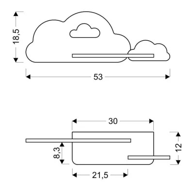 Dětské nástěnné LED světlo do zásuvky CLOUD - 5W, 4000K (denní bílá), modré