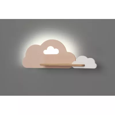 Dětské nástěnné LED svítidlo s poličkou CLOUD - 5W, 4000K (denní bílá), růžové / bílé