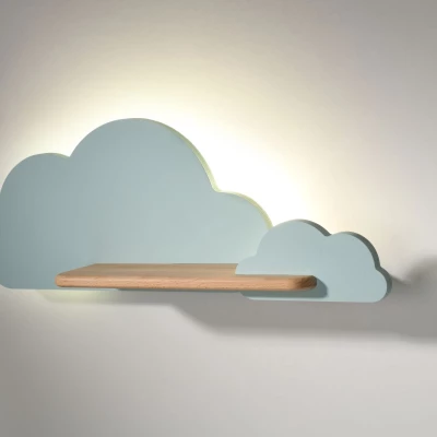 Dětské nástěnné LED svítidlo s poličkou CLOUD - 5W, 4000K (denní bílá), modrá