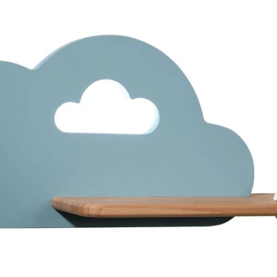 Dětské nástěnné LED svítidlo s poličkou CLOUD - 5W, 4000K (denní bílá), modrá / bílá