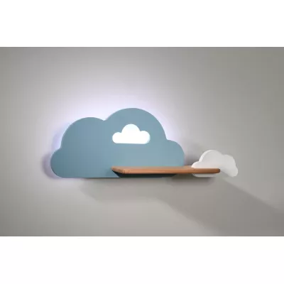 Dětské nástěnné LED svítidlo s poličkou CLOUD - 5W, 4000K (denní bílá), modrá / bílá