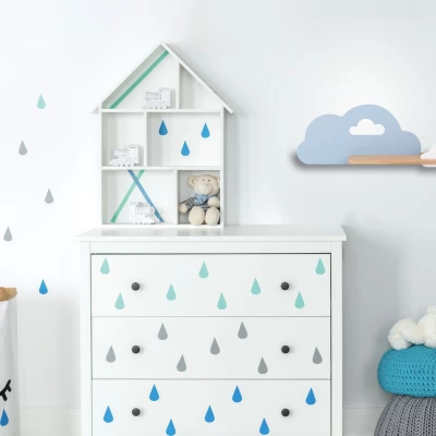 Dětské nástěnné LED svítidlo s poličkou CLOUD - 5W, 4000K (denní bílá), modrá / bílá