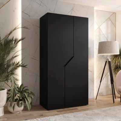 Úzká šatní skříň 100 cm ELIRA 1 - černá / černý úchyt