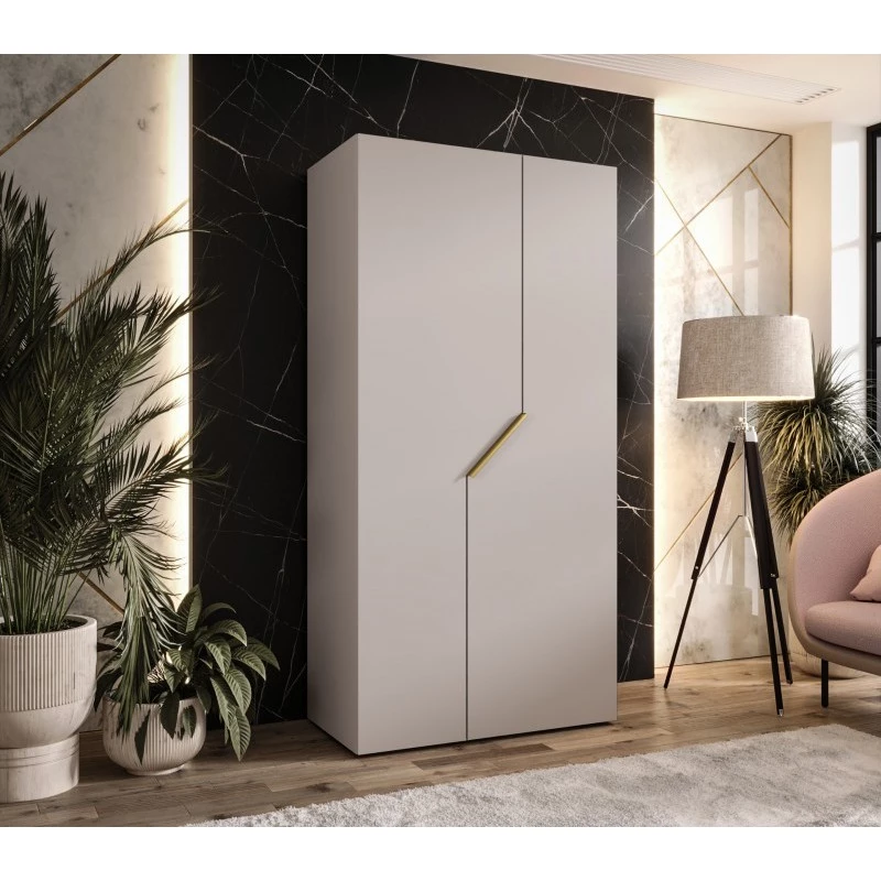 Úzká šatní skříň 100 cm ELIRA 1 - kašmír / zlatý úchyt