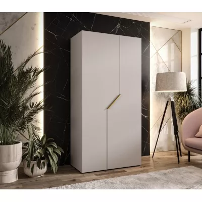 Úzká šatní skříň 100 cm ELIRA 1 - kašmír / zlatý úchyt