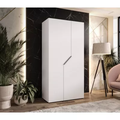 Úzká šatní skříň 100 cm ELIRA 1 - bílá / kašmírový úchyt