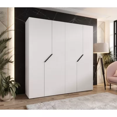 Čtyřdveřová šatní skříň 200 cm ELIRA 1 - bílá / černé úchyty