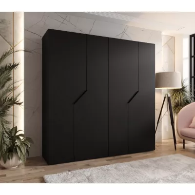 Čtyřdveřová šatní skříň 200 cm ELIRA 1 - černá / černé úchyty