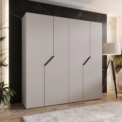 Čtyřdveřová šatní skříň 200 cm ELIRA 1 - kašmír / černé úchyty