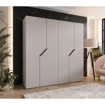 Čtyřdveřová šatní skříň 200 cm ELIRA 1 - kašmír / černé úchyty