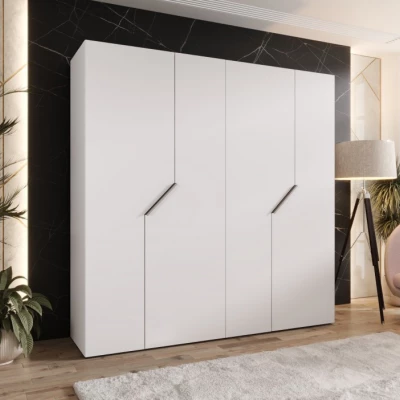 Čtyřdveřová šatní skříň 200 cm ELIRA 1 - bílá / kašmírové úchyty