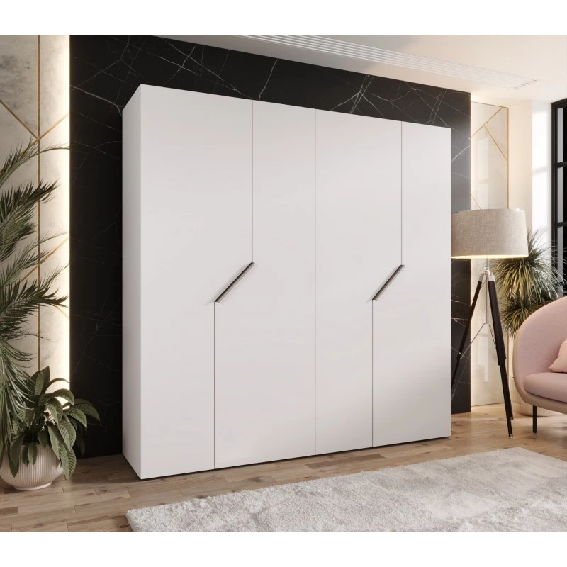 Čtyřdveřová šatní skříň 200 cm ELIRA 1 - bílá / kašmírové úchyty