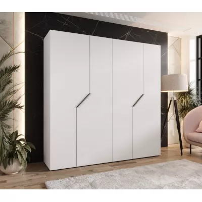 Čtyřdveřová šatní skříň 200 cm ELIRA 1 - bílá / kašmírové úchyty