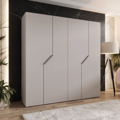 Čtyřdveřová šatní skříň 200 cm ELIRA 1 - kašmír / kašmírové úchyty