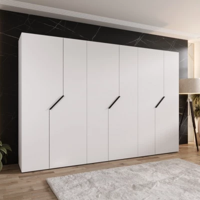 Široká šatní skříň 300 cm ELIRA 1 - bílá / černé úchyty
