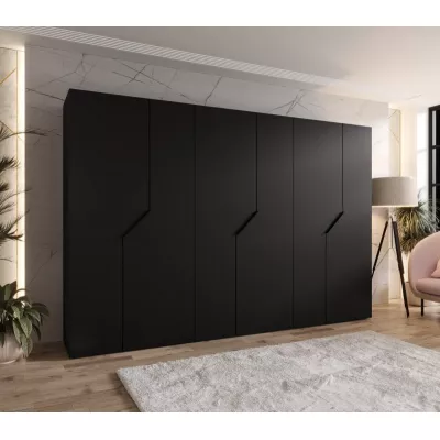 Široká šatní skříň 300 cm ELIRA 1 - černá / černé úchyty