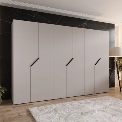 Široká šatní skříň 300 cm ELIRA 1 - kašmír / černé úchyty