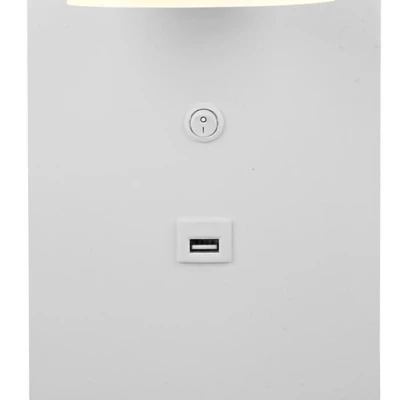 Nástěnné LED světlo s policí a USB vstupem COMPACT, 4W, 4000K (denní bílá), bílé 