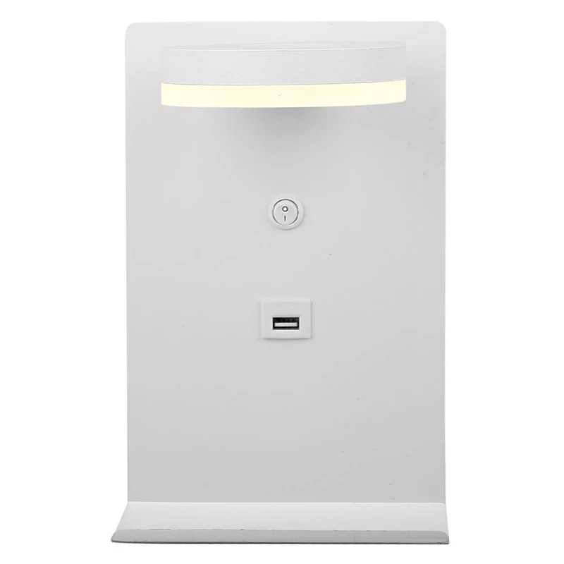 Nástěnné LED světlo s policí a USB vstupem COMPACT, 4W, 4000K (denní bílá), bílé 