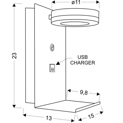 Nástěnné LED světlo s policí a USB vstupem COMPACT, 4W, 4000K (denní bílá), bílé 