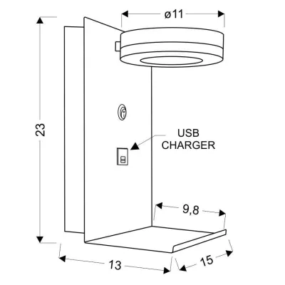 Nástěnné LED světlo s policí a USB vstupem COMPACT, 4W, 4000K (denní bílá), bílé 