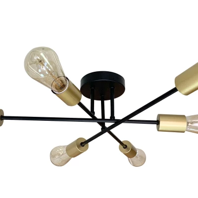 Stropní svítidlo v loftovém stylu CRESPILO - 6xE27, 40W, černé / zlaté