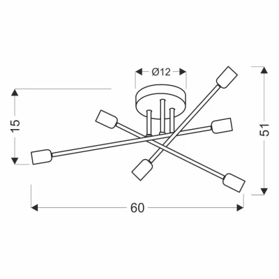 Stropní svítidlo v loftovém stylu CRESPILO - 6xE27, 40W, černé / zlaté