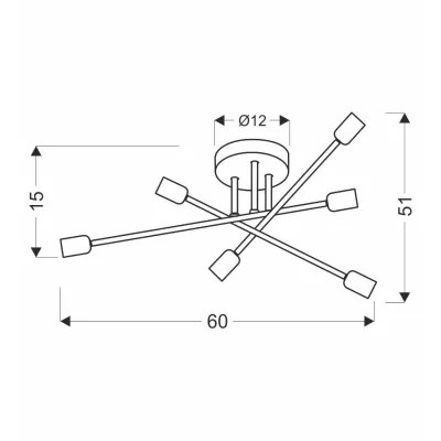 Stropní svítidlo v loftovém stylu CRESPILO - 6xE27, 40W, černé / zlaté