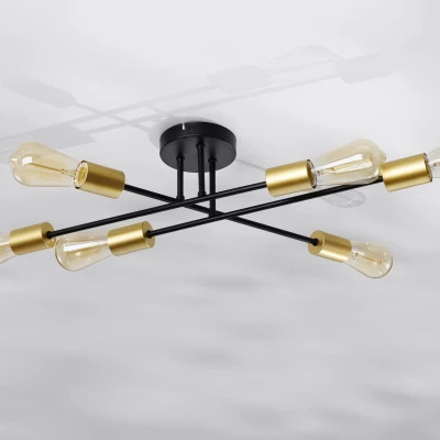Stropní svítidlo v loftovém stylu CRESPILO - 6xE27, 40W, černé / zlaté