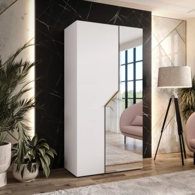 Úzká zrcadlová skříň 100 cm ELIRA 2 - bílá / zlatý úchyt