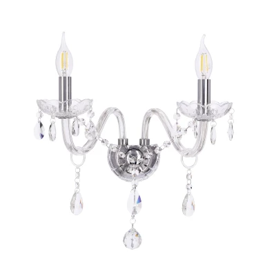 Nástěnné klasické osvětlení CRISTALLO - 2xE14, 40W, chromované / čiré